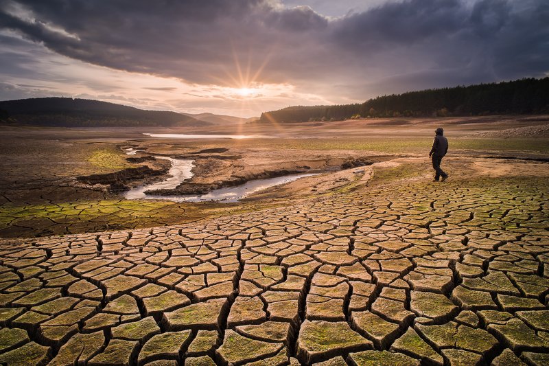 studena dam, dry, bulgaria, sunset Desolation фото превью