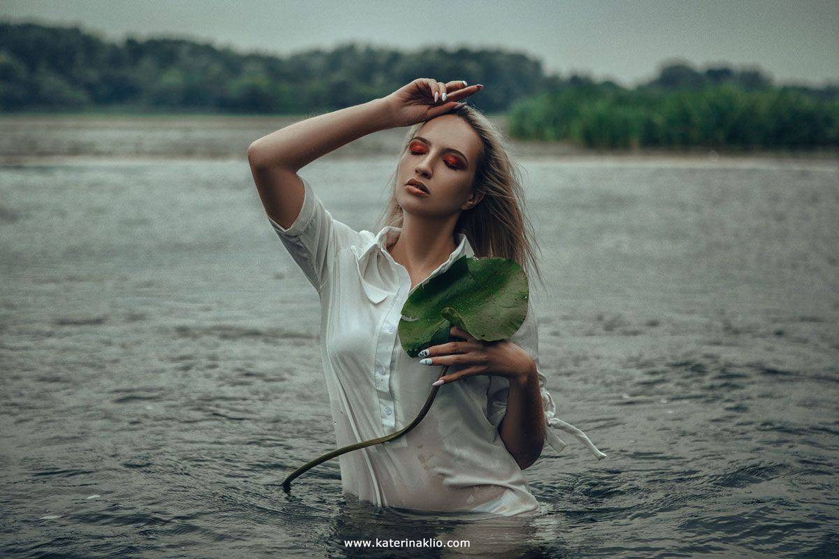 water, portrait, model, woman, blondie, feeling, Катерина Клио