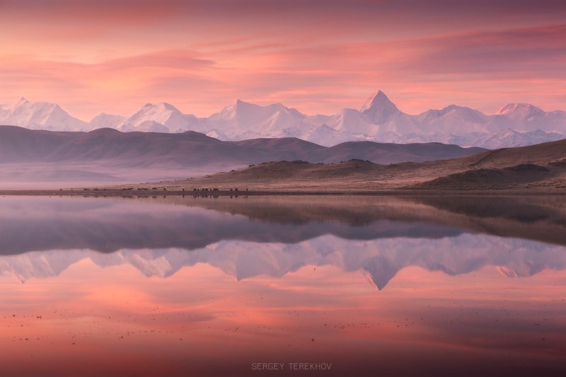 казахстан, тянь-шань,фото казахстана, пейзажи казахстана, тузколь, хан-тенгри, пик победа, отражение, фототуры казахстан, Пик Хан-Тенгри в отражение озера Тузколь. Нижний правый угол Казахстана. фото превью