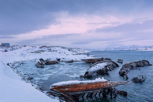 Cemetery of ships. Teriberka. Russia