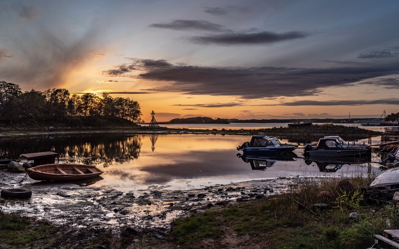 соловки, соловецкие острова, вечер, закат, белое море, вода, катер, ник васильев Соловецкий закат. фото превью