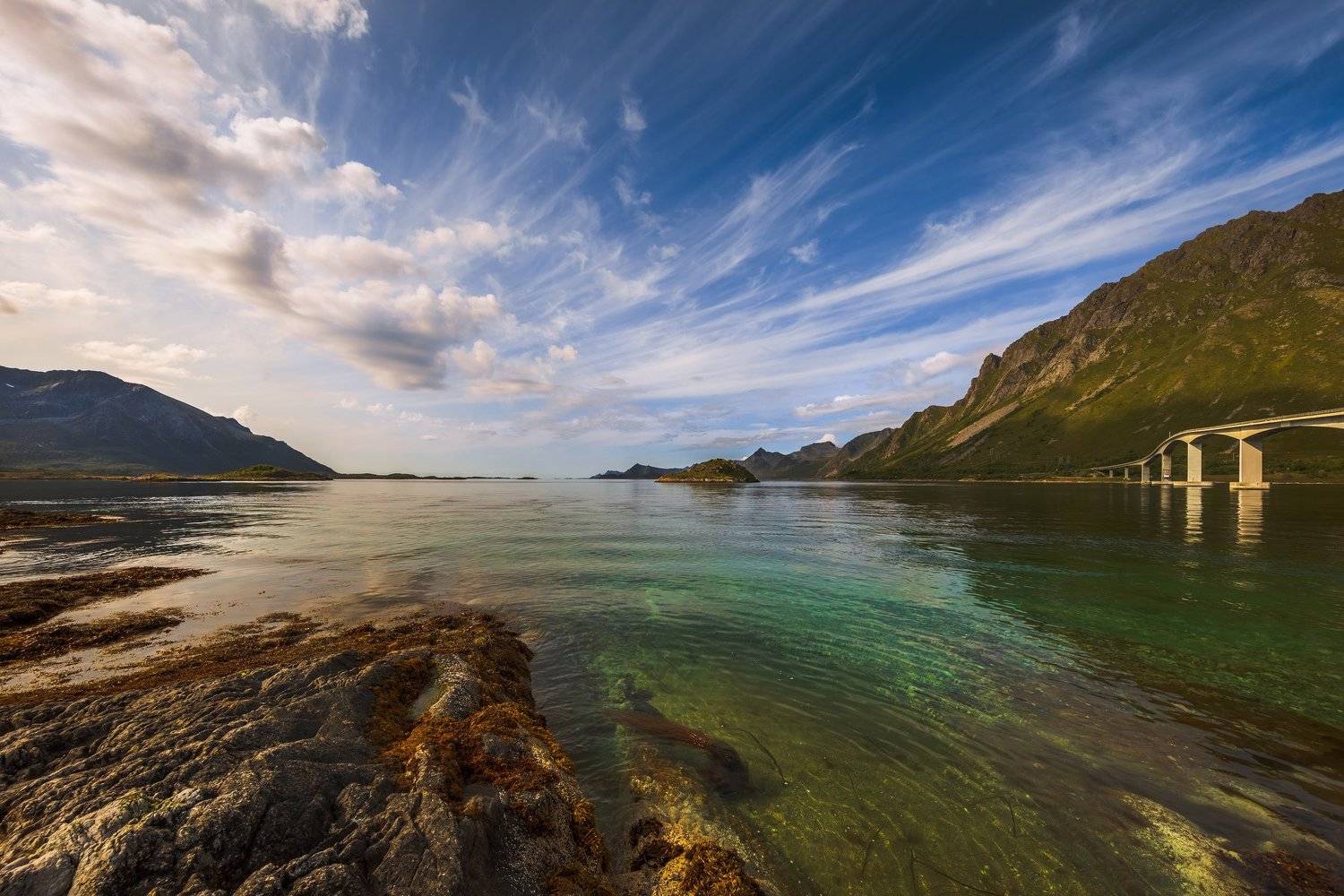 лофотены, норвегия, море, мост, облака, небо,  Marat Max (Марат Макс)