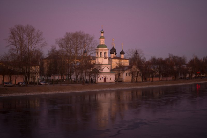 Прекрасная Вологда в морозном закате... фото превью