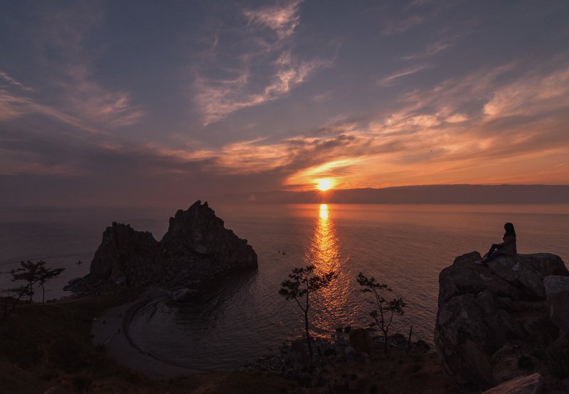 landscape, sunset, lake, baikal, girl, goldenhour, Наслаждение закатом фото превью