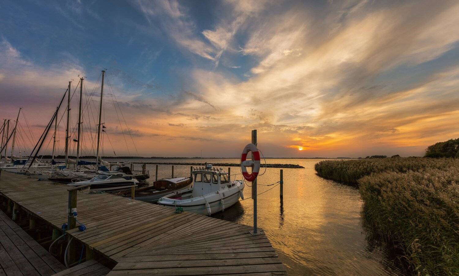 причал, море, лодки, закат, деревня, дания,  Marat Max (Марат Макс)