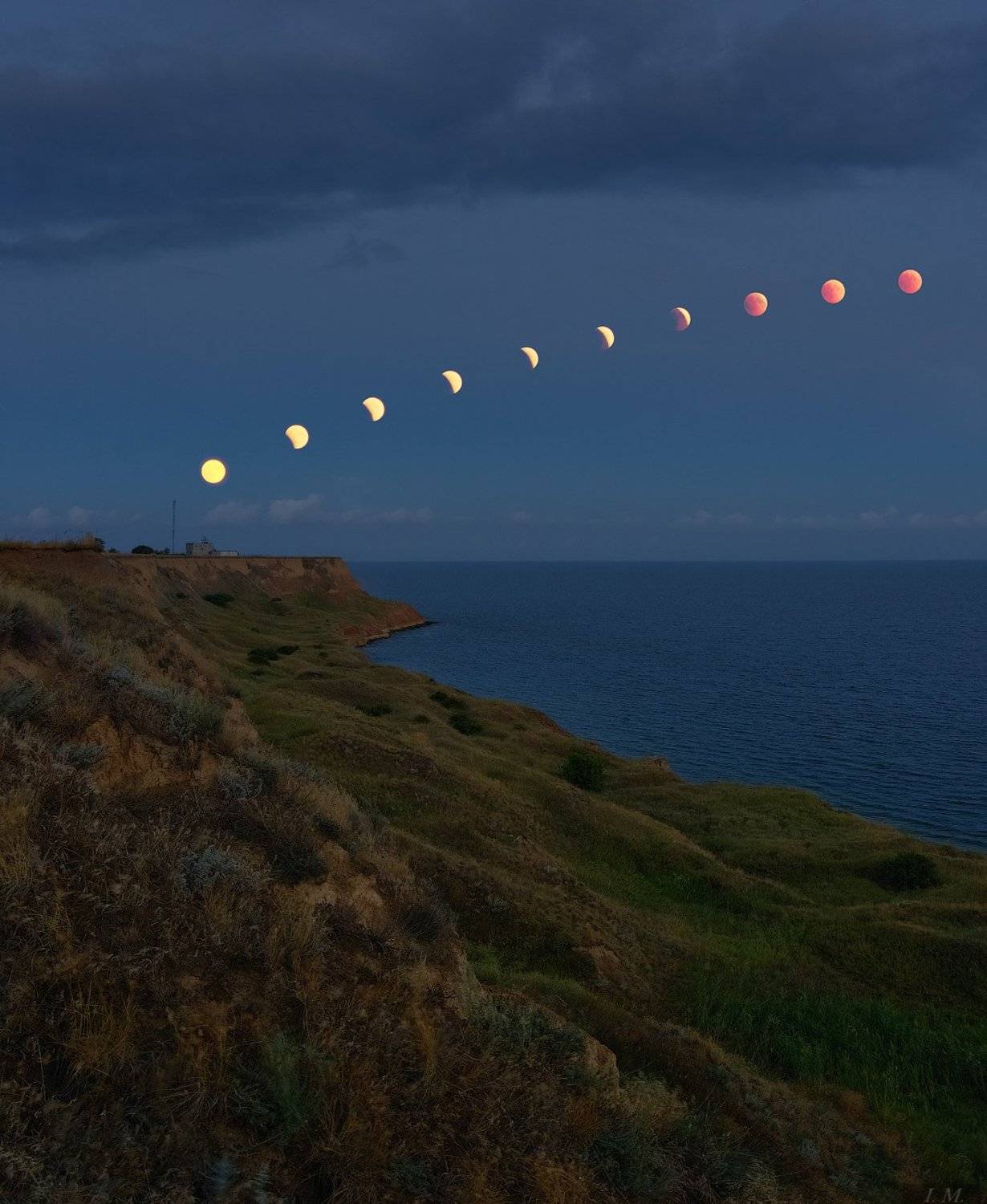 затмение, лето, луна, море, ночная съемка, ночной пейзаж, панорама, пейзаж, лунное затмение, красная луна, nightscape, night photography, lunar eclipse, eclipse, moon, sea, Ivan Maljarenko 
