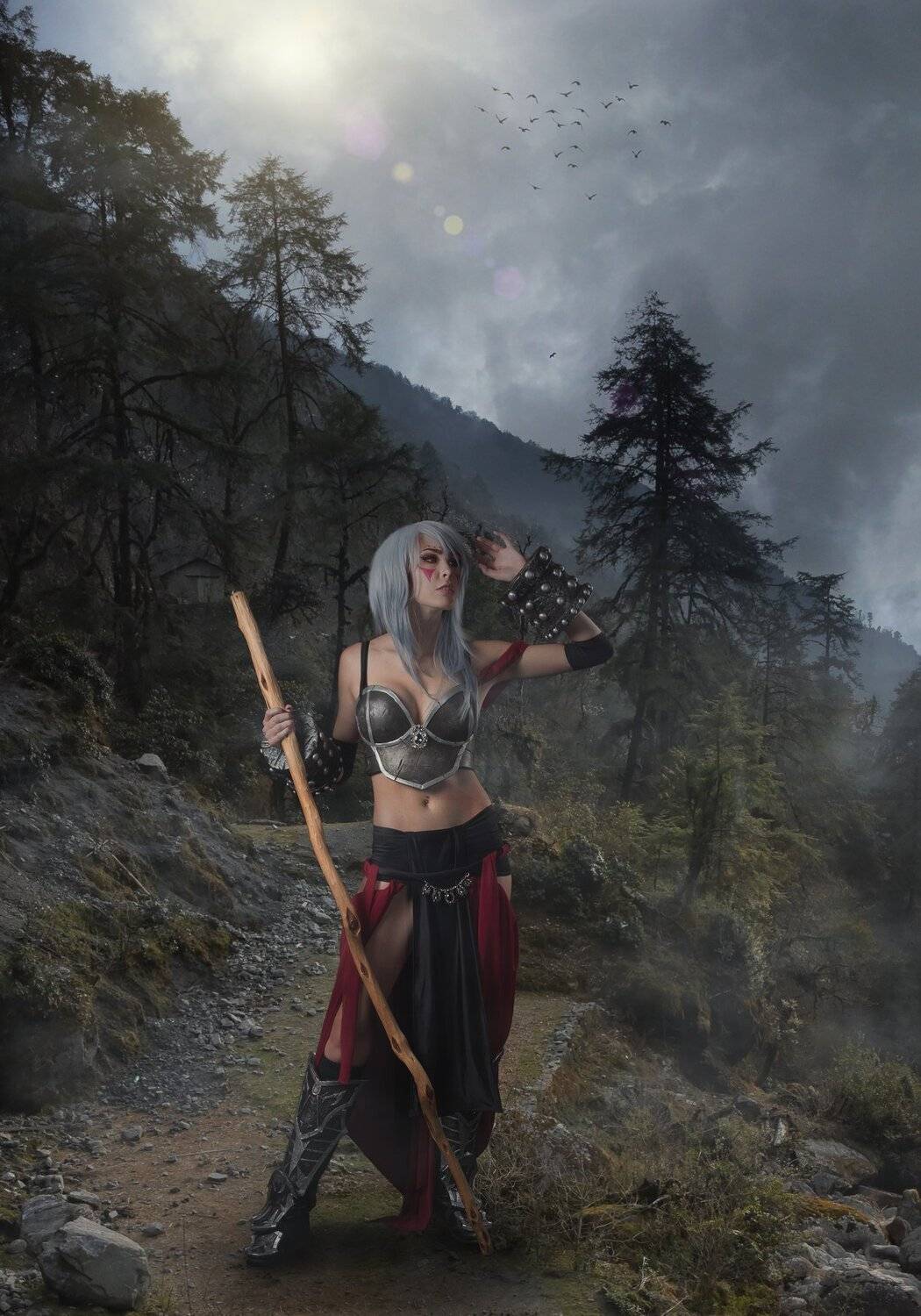 девушка, скалы, туман, Sergii Vidov