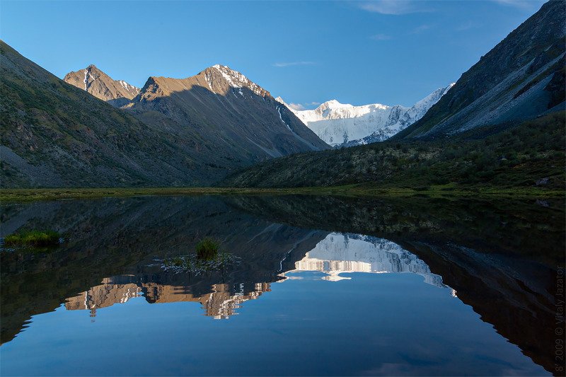 алтай, белуха, ак-кем, горы, отражние, озро, лдники Зеркало на Ак-Кеме фото превью