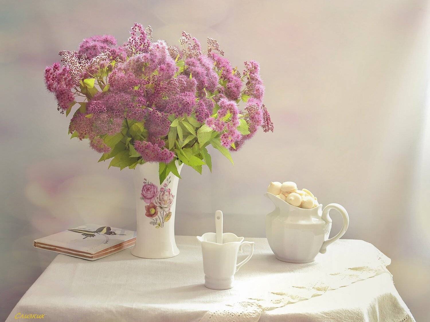 натюрморт,композиция,свет,лето,букет,спирея, Инаида