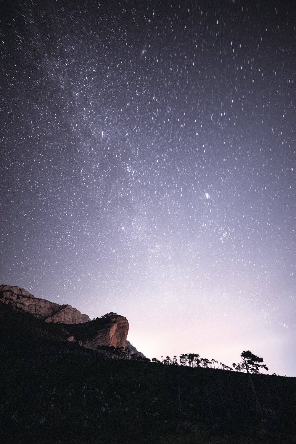ночной пейзаж, горы, звёзды, млечный путь, лес, Crimea, Крым, Шаан-Кая, night, mountains, stars, milky way, forest, Артём Корнев