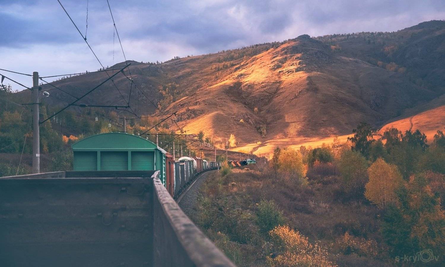 поезд, вагон, ржд, железная дорога, горы, закат, Сергей Крылов