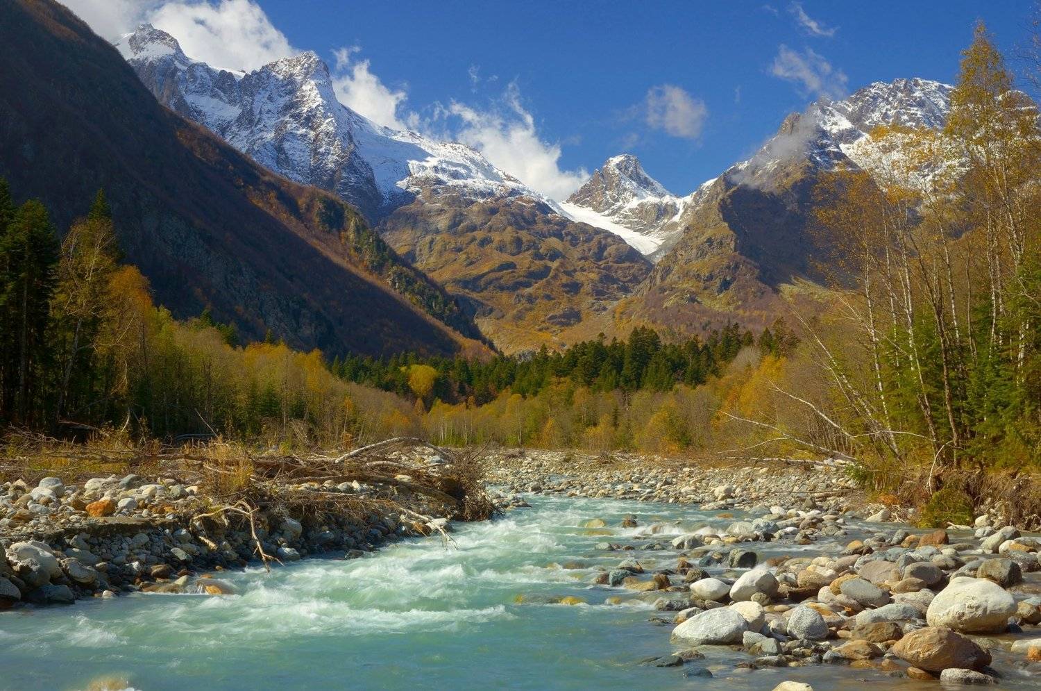 горы кавказ осень лес река алибек, Александр Жарников