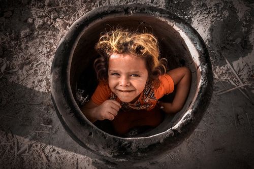 The boys are hiding in the oven