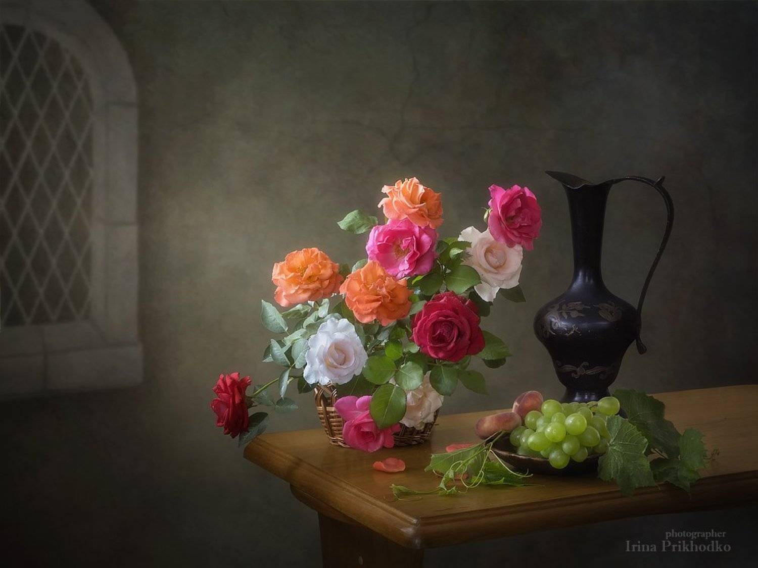 натюрморт, розы, корзина, винтажный, цветочный, , Ирина Приходько