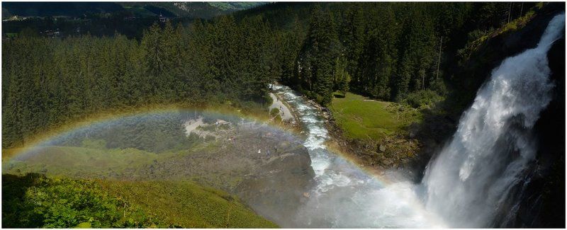 водопад, в, австрии, 382, м радуга фото превью