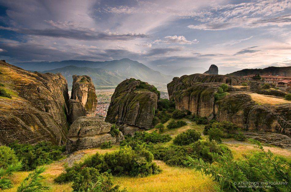 meteora, greece, rocks, sunset, sky, travel, Andrey Trifonov