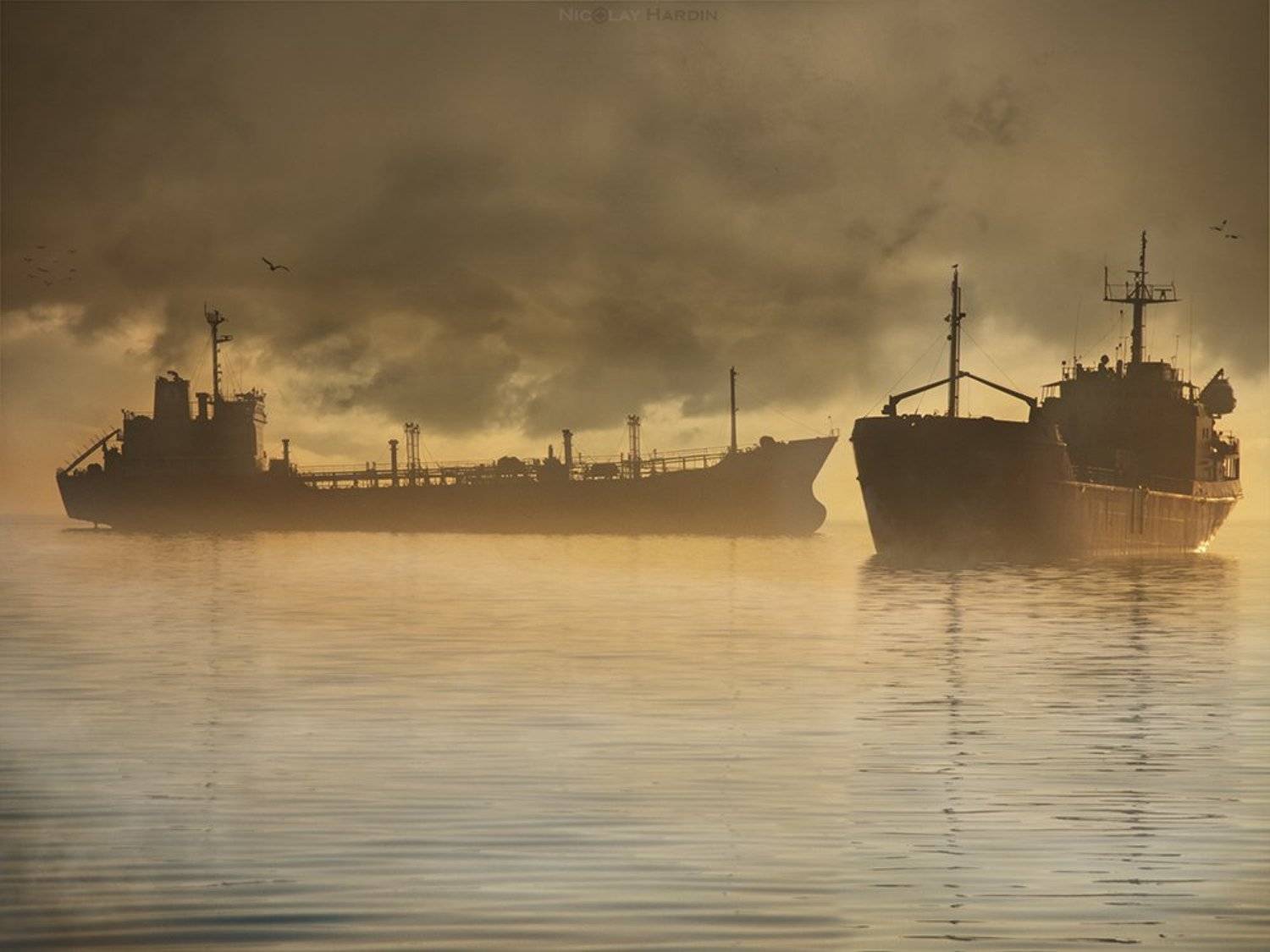 японское, , , море, , , корабли, , , штиль, Nicolay Hardin