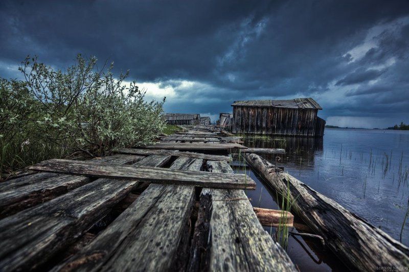 озеро, дождь, пейзаж *** фото превью