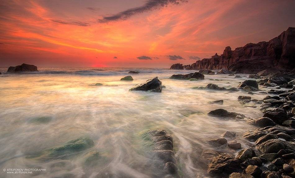 sunrise, sea, summer, rocks, sky, bulgaria, Andrey Trifonov