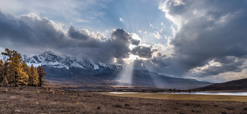 горы, алтай, горный алтай, ник васильев, красота, вода, озеро джангысколь, солнце, лучи, панорама, вечер, закат, урочище ештыкёль, северо-чуйский хребет Вечер на Джангысколе. фото превью