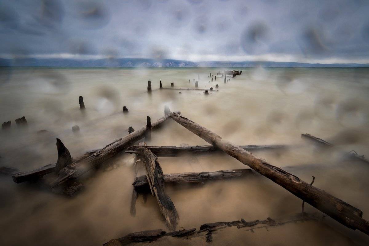 озеро, байкал, остров, ольхон, шторм, пристань, разрушенная, Вячеслав Мельников