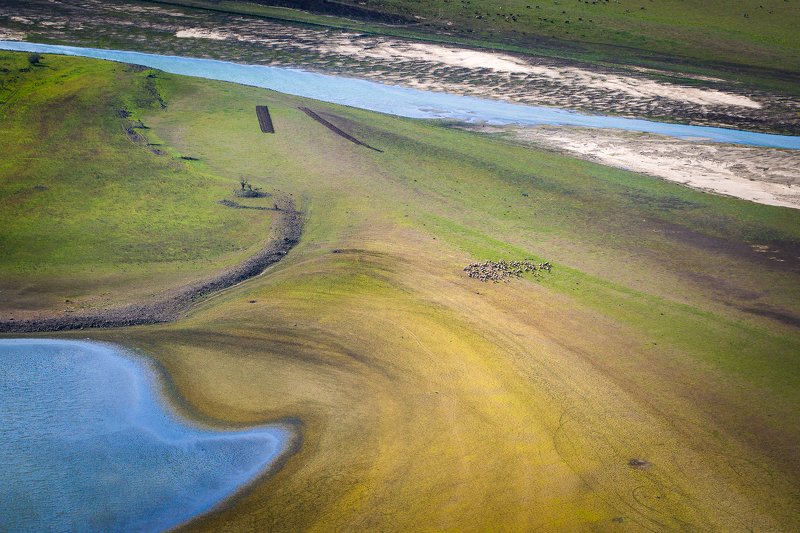 Pasture at the bottom of the dam фото превью
