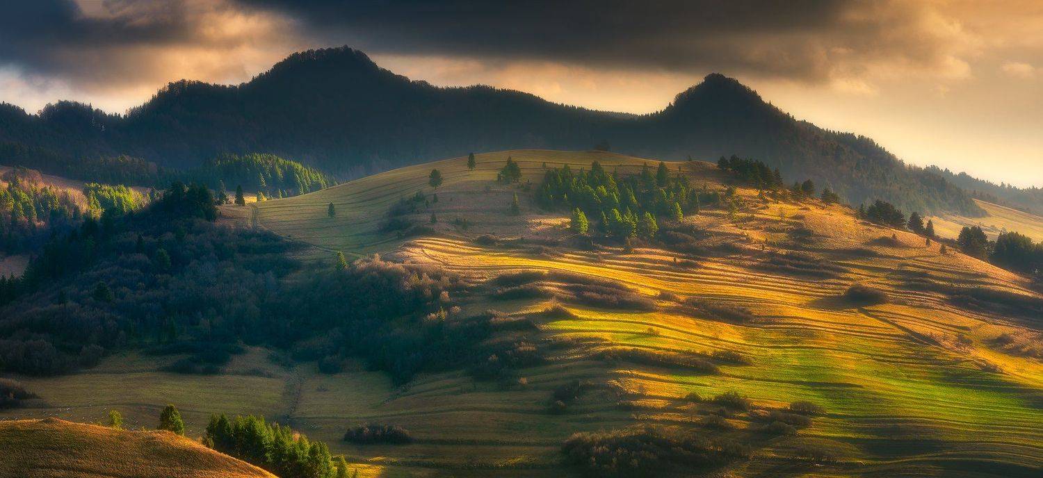 pieniny, november, mountains, layer cake, panorama, Bartłomiej Kończak