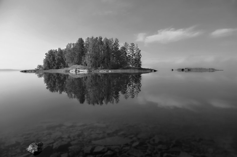 природа, лето,  пейзаж, ЧБ, Карелия Умиротворение фото превью