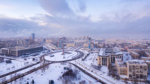 Площадь победы в первый день зимы