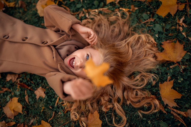 девочка, ребенок, осень  фото превью