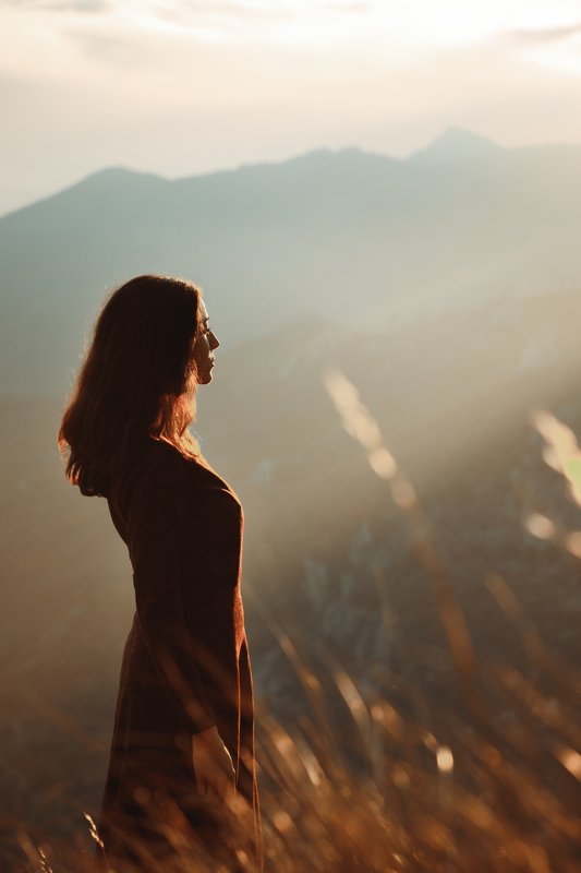девушка, горы, girl, mountains, Crimea, Крым  фото превью