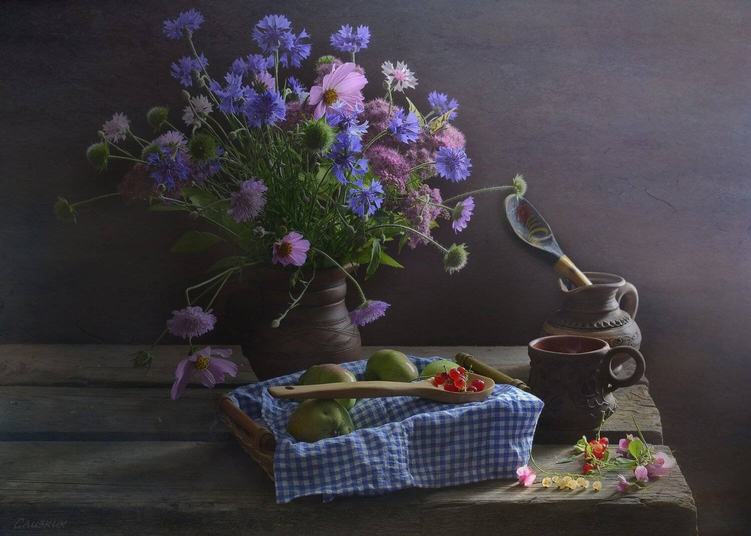 натюрморт,композиция,свет,лето,букет,керамика,ягода,смородина, Инаида