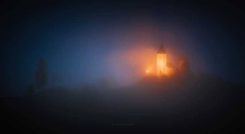 словения, осень, туман, пейзаж, Мистическая ночь... фото превью