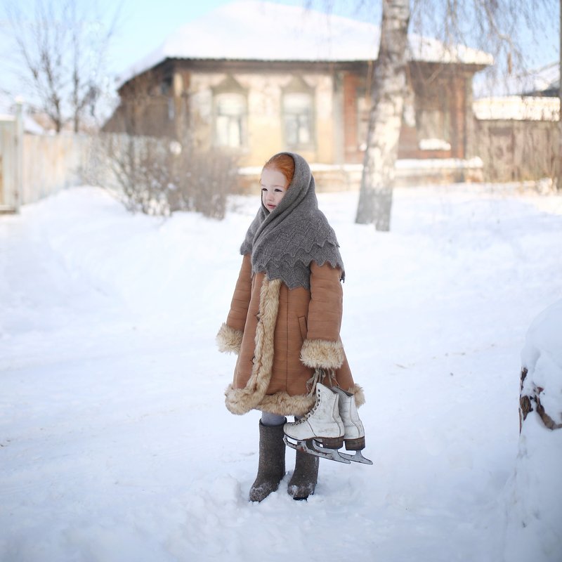 ретро, коньки, речка, утки, зимняя история, зима, снег, катание на коньках,  Покатались... фото превью