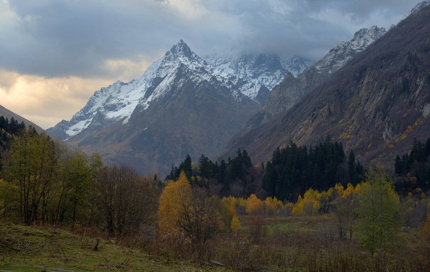 горы кавказ осень рассвет домбай, Александр Жарников