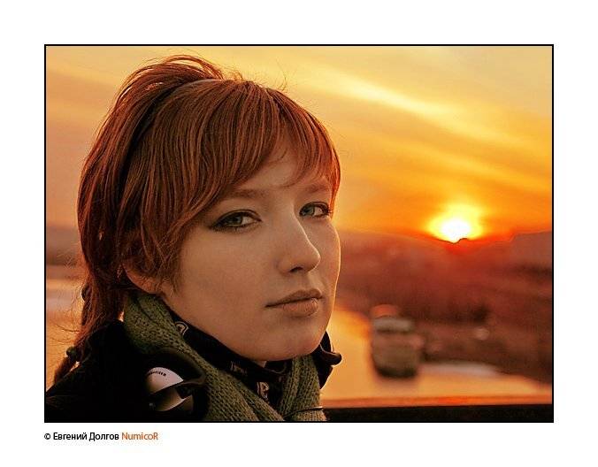 портрет, девушка, глаза, шарфик, весна, солнце, закат, город, Евгений Долгов NumicoR