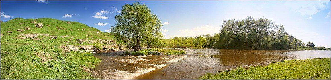 пейзаж, лето, природа, панорама, река, водопад, пороги, Алексей Строганов