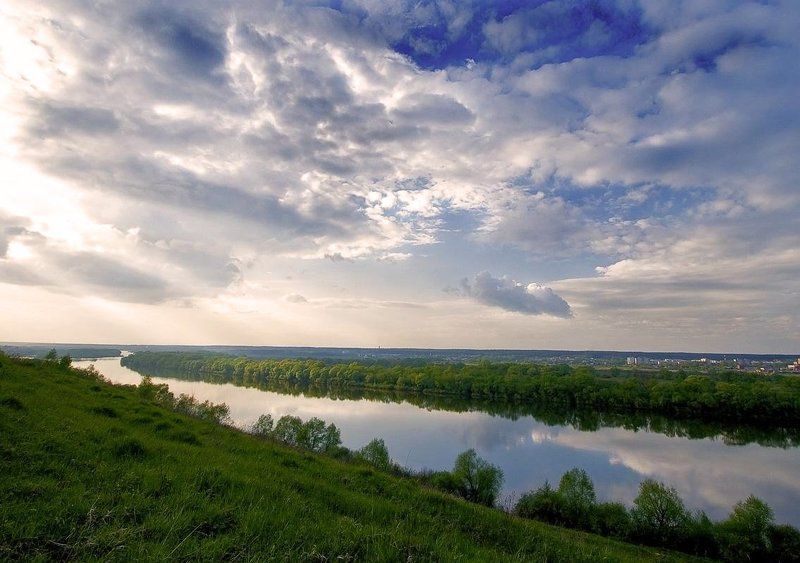 закат, ока Ока. Закат фото превью