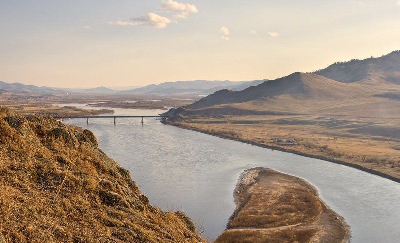 бурятия, река, селенга, мост, весна Хороший весенний день фото превью