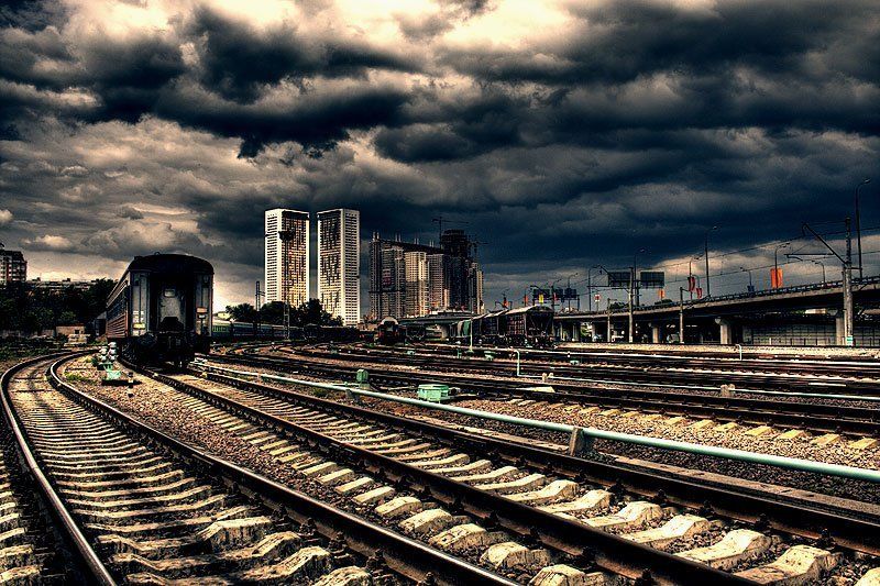 hdr, city, рельсы, жд  фото превью