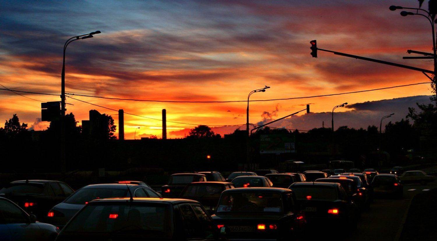 машины, закат, dimmm