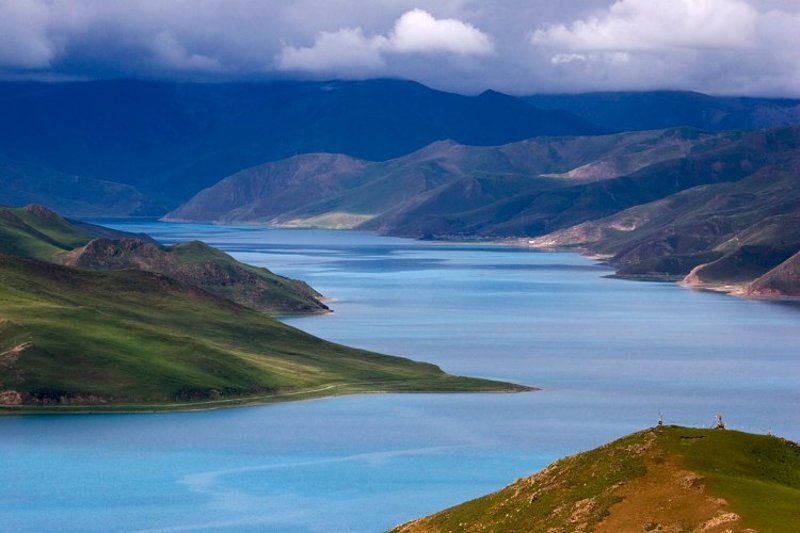 озеро, ямдрок-цо, тибет Ямдрок-цо фото превью