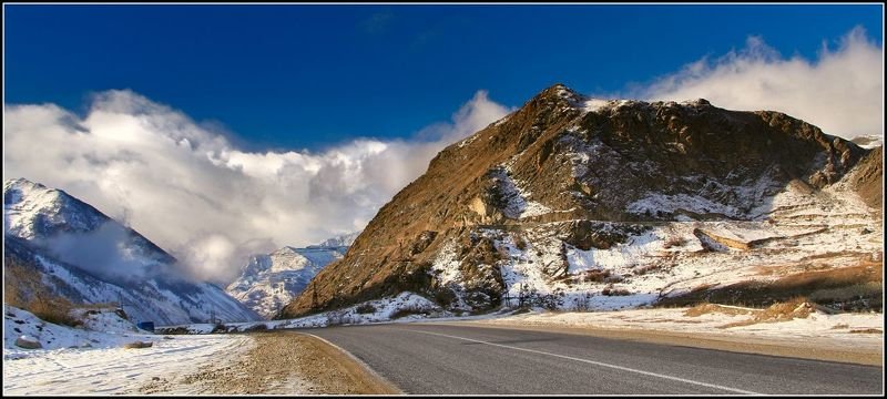 дорога, горы, приэльбрусье Дорога в Баксанском ущелье фото превью