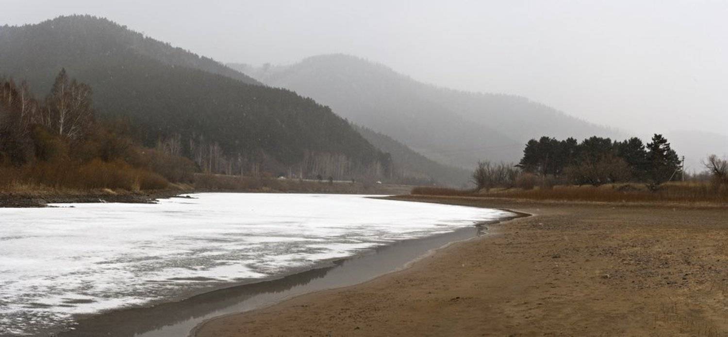 бурятия, река, селенга, весна, снег, лед, панорама, Олег Шубаров