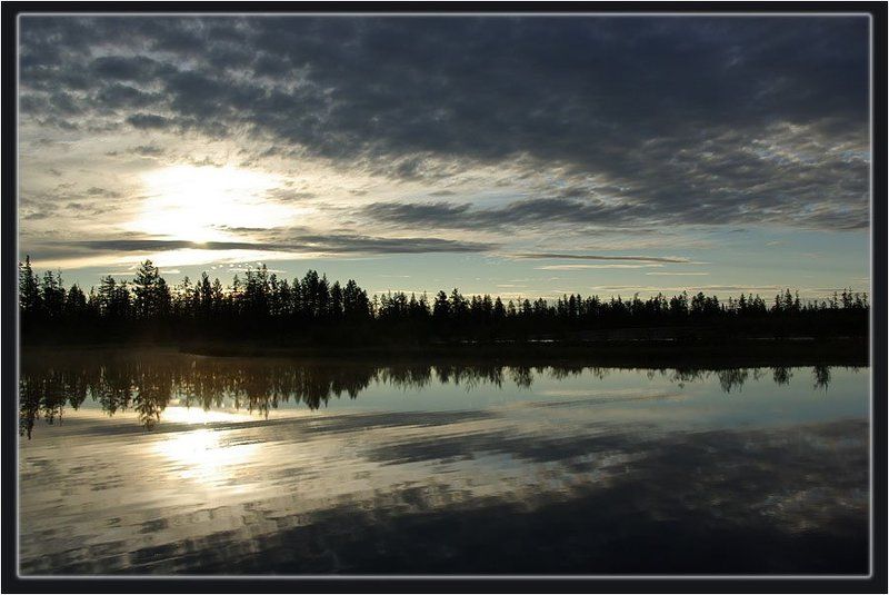 утро,река Хмурое утро фото превью