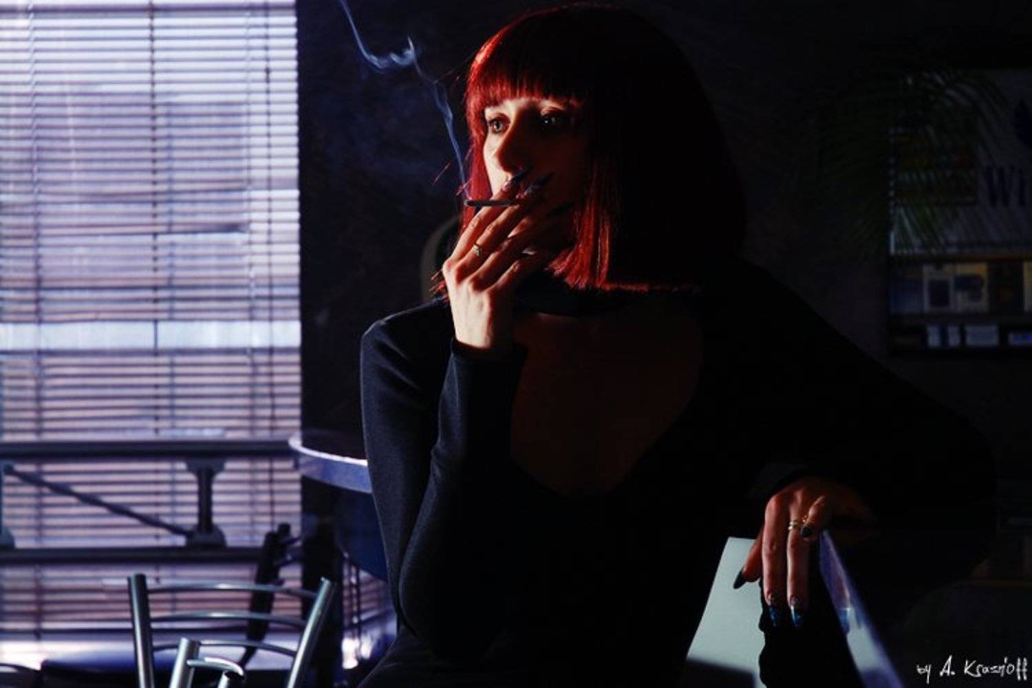 портерт, девушка, сигарета, криминальное, чтиво, A.Krasnoff