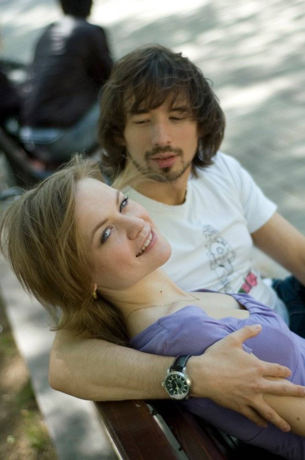 девушка, мужчина, скамейка, Carpe Diem