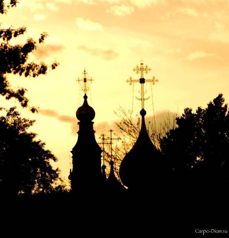 купола, церковь, контражур русское золото фото превью