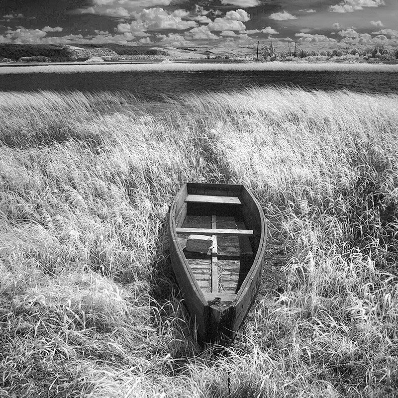 ir пейзаж с лодкой. фото превью