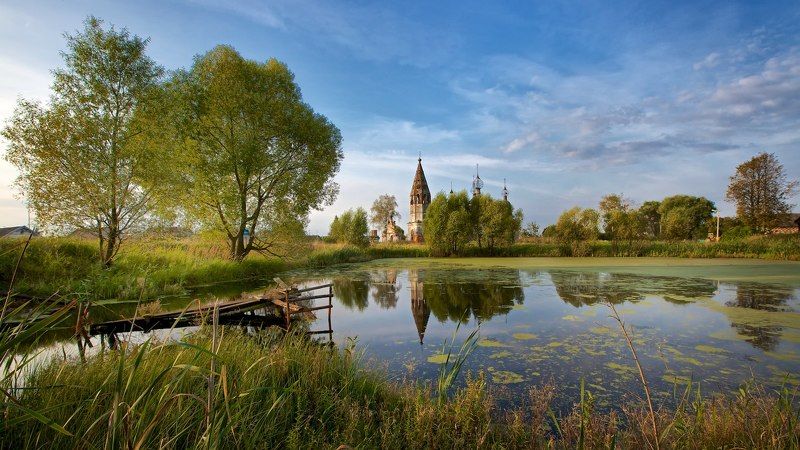 село, храм, осень, ярославль, остров, пруд Осенний блюз. фото превью